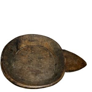 Wooden Bowl Oval HandCarved‎ Vintage Natural Finish Rustic Farmhouse Decor Boho